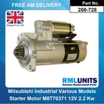 Starter Motor Mitsubishi Forklift FD33, FD35, Fdc, Fg M8T75171 200-728. Fixed Price $175.12.