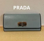 Rare Model Prada Logo Long Wallet With Coin Pocket Pvc Blue. Fixed Price $199.99.