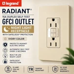 Legrand Radiant 15A Gfci Outlet Night Light Receptacle Ivory Self-test. Fixed Price $29.99.