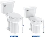 Toilet 21" Tall Elongated Two Piece Side Press Lid Raised 1.28 Gpf. Fixed Price $265.97.