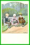 Pauli Ebner Art Post Card - 3 Children In Bench Uncirculated Serie 1270. Fixed Price $32.50.