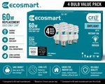 Ecosmart Cfl Bulbs 4 Pack Daylight GP19 60W Replacement 13W Spiral. Fixed Price $18.99.