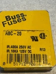 Buss Fuses ABC-20 20A 250V Ac 125V Dc Lot Of 3 Ul Csa. Fixed Price $9.10.
