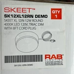 Skeet SK12XL12RN Demo 4000K Led 120V Triac Dim With 8FT Cord Plug Rab Lighting. Fixed Price $24.72.