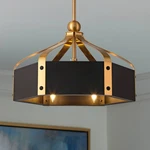 Sheffield 6-LIGHT Led Fan D'lier In Matte Black With Warm Brass Accents. Fixed Price $779.20.