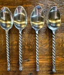 Hampton Silversmiths Carousel 4 Soup Tablespoons Stainless Flatware Twist. Fixed Price $14.50.