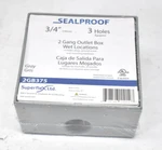 Superflex Sealproof Gang Outlet Box For Wet Locations Gray Hole 3/4" E362604. Fixed Price $14.99.