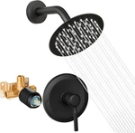 Black Shower Head And Faucet Set Complete With Valve Fixtures 6 Inch. Fixed Price $54.17.