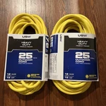 (2) Us Wire 74025 12 3 Sjtw Yellow Vinyl Cord With Illuminated Plugs Feet. Fixed Price $40.00.