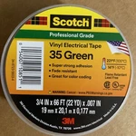 3M Scotch 35 Vinyl Electrical Color Coding Tape 3/4" X 66FT Green 10851. Fixed Price $7.25.