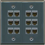 Riteav - CAT6 Shielded Wall Plate 12 Port Flat Gang Stainless Steel. Fixed Price $68.70.