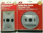 Lot Of 2) Ace Three Hole 1/2" Grey Outlet Box Cover # 31659 31661. Fixed Price $10.00.