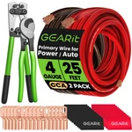 Gearit 4 Gauge Cca Ground Wire Kit 25 Ft With Crimper, Cutter, Lugs, Heat Shrink. Fixed Price $90.48.