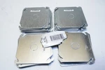 New Lot Of 44 Hubbell Raco Metal 4" Square Flat Knockout Box Covers Steel 8753. Fixed Price $44.99.