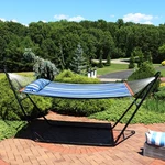 2-PERSON Quilted Hammock With Universal Steel Stand Misty Beach By Sunnydaze. Fixed Price $199.00.